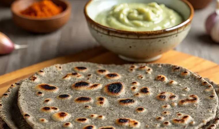 बाजरे की रोटी और लहसुनी चटनी